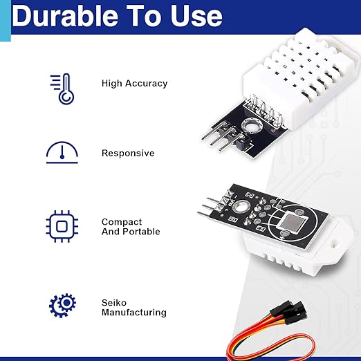 6 Set Digital Temperature and Humidity Sensor Modules, Compatible with DHT22/AM2302, 3.3V–5V Sensors for Arduino with Dupont Wires