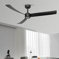 ocioc 52 Inch Ceiling Fans with Lights and Remote,Modern Ceiling Fan with Quiet Reversible DC Motor,6 Speeds,Timer,Dimmable, Black Ceiling Fan for Bedroom,Patios