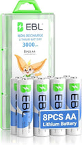 EBL 8 Pack 3000mAh 1.5V Lithium AA Batteries by EBL