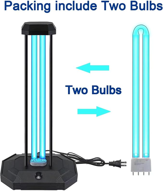 BAIMNOCM UVC Lamp 38W, UV Light Sanitizer Bulb, Ozone Germicidal lamp with Remote Control Timer for Bathroom Basement Household Area
