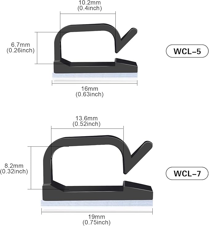 XHF 5/8” Adhesive Cable Wire Clips Black 60PCS, Cable Staples Outdoor Cable - Image 2
