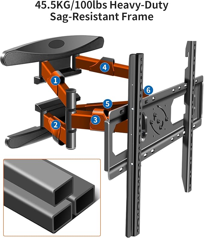 WANDEMEI Rotating TV Mount for 40-75 Inch LCD LED OLED Screen, Vertical and Horizontal Wall Mount, Swivel & Tilt & Extend & Leveling, MAX VESA 600x500mm, Holds up to 100 Lbs, DY639XZ