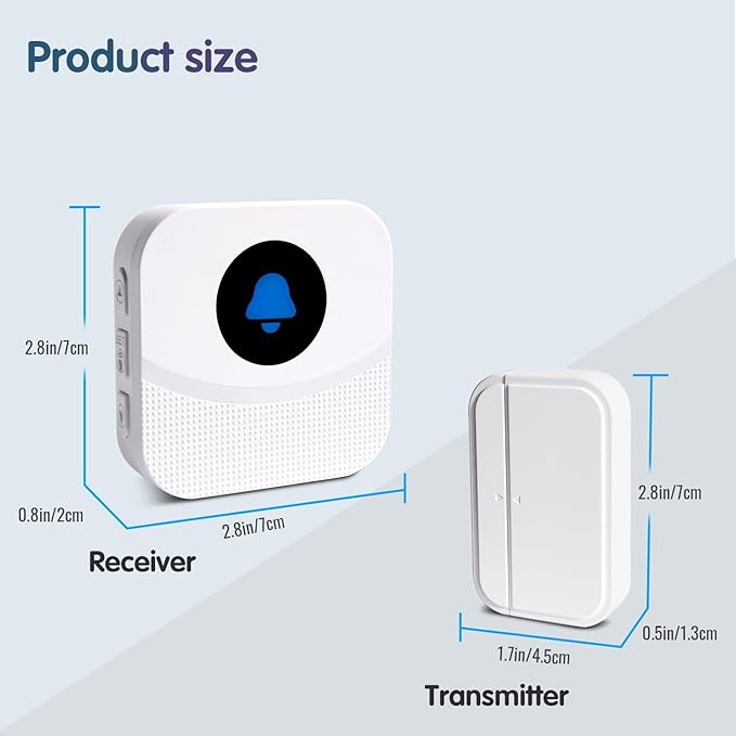 KOOSTONE Wireless Door Chime & Window Sensor Alarm - 600Ft Long Range Door Sensor for Business and Home Security Door Chime with 55 Ringtones, 5 Volume Levels, Easy Install (1 Receiver & 2 Sensors)