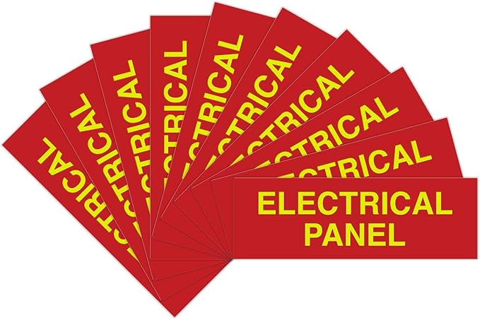 All Quality Basic Electrical Panel Sign - Fire Regulation Safety Compliance Sign - Red/Yellow - Large (10 Pack)
