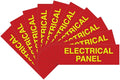 All Quality Basic Electrical Panel Sign - Fire Regulation Safety Compliance Sign - Red/Yellow - Medium (10 Pack)