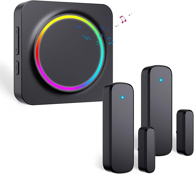Door Chime, Door Sensor Chime When Door Opens, BITIWEND Door Entry Alarm for Business/Home/Office/Store, 600 FT Range, 32 Chimes 5 Adjustable Volume Door Ringer Alert 2Sensor + 1Receivers Black