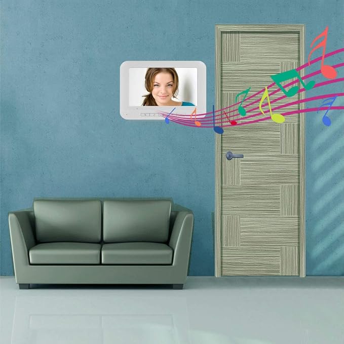 AMOCAM Video Intercom System, 7 Inche Monitor Wired Video Door Doorbell Kit, Outdoor IR Camera Door Intercom, Support Monitoring, 2-Way Audio Unlocking for Home