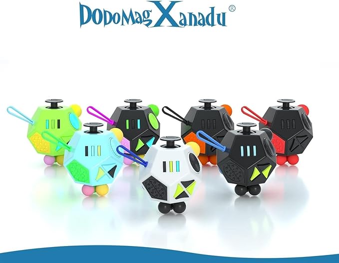 Fidget Dodecagon –12-Side Fidget Toys Cube Relieves Stress and Anxiety Anti Depression Travel Toy Christmas Stocking Stuffers Gifts for Children and Adults(A2 White)