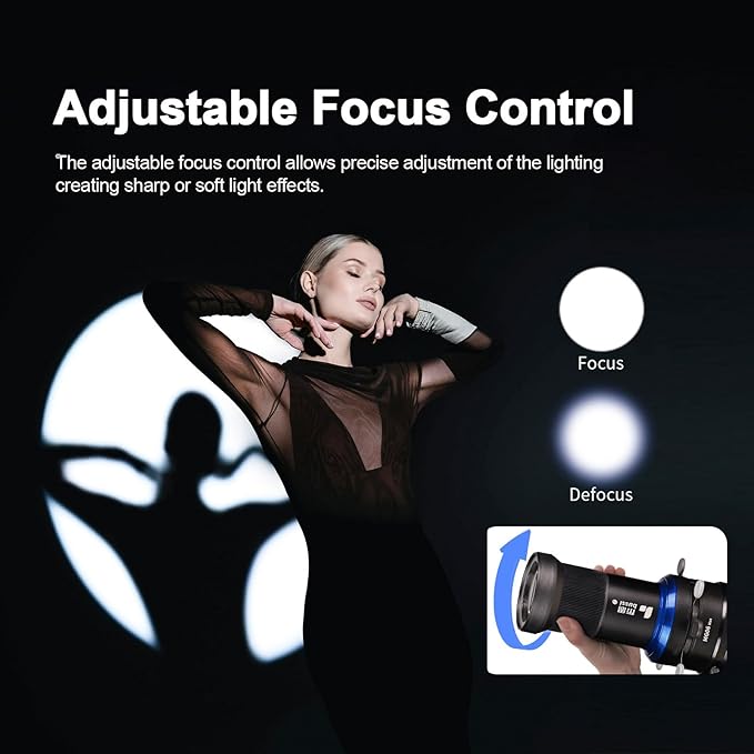 Bussi MG06 Max Bowens Mount Snoot with 40 Gobos, 36° Lens Optical Snoot Spotlight for Photography Video Shape Light Studio, GOBO Light, (Extended Bowens Mount)