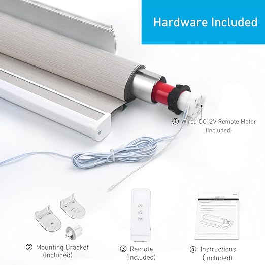 Rollerhouse DC12V EY2512 Shade Motor Electric Blind Motor Remote Control Wired Compatible with 38mm Shade Tube DIY Electric Roller Blinds/Shades