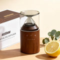 Waterless Nebulizing Essential Oil Diffuser, Real Glass and Solid Wood Portable Rechargeable Aroma Diffuser for Home Office Car, Luxury Gift Set with 10ml Lemon Oil