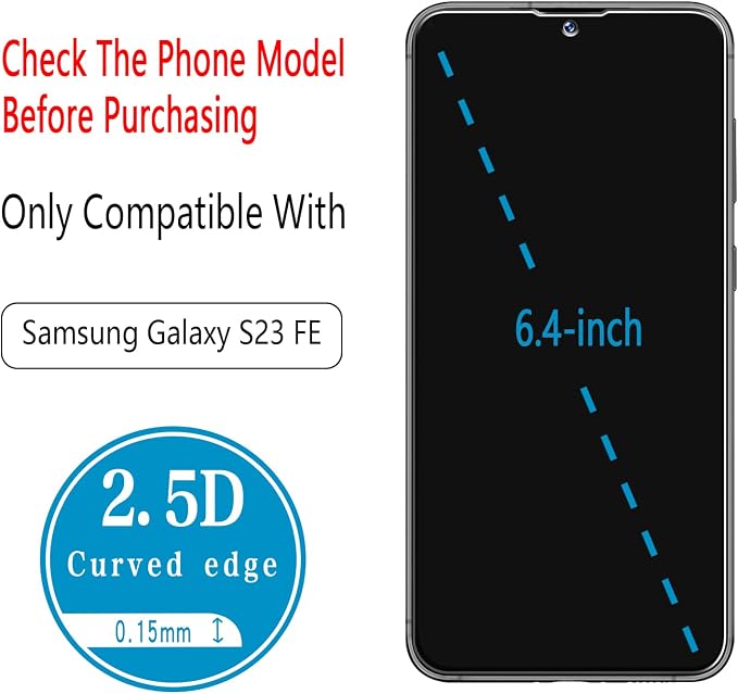 2 Pack Screen Protector for Samsung Galaxy S23 FE Tempered Glass - Image 3