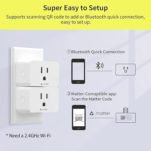 Minoston Matter Smart Plug Compatible with Google Home and Alexa,Protect Privacy, 2.4G Wi-Fi Only, White(MP25M)