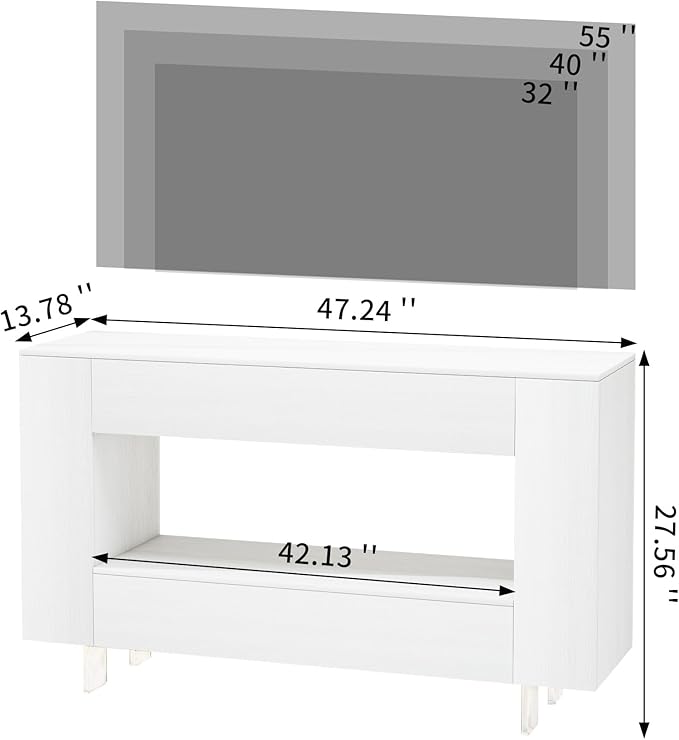 Vavkorkula TV Stand for 55 Inch with 2 Large Drawers & Hidden Storage Cabinets, Modern Farmhouse Entertainment Center Television Stands for Living Room Bedroom, White