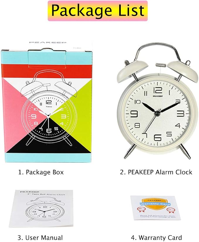 Peakeep 4 Inches Twin Bell Loud Alarm Clock - Image 7