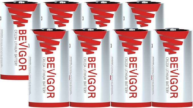 BEVIGOR CR123A 3V Lithium Battery 8 Pack, 1500mAh Camera CR123A Battery by BEVIGOR