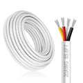 20 Gauge 4 Conductor Electrical Wire, 65.6FT White Stranded Low Voltage 20/4 PVC Case, 20 AWG Tinned Copper 4 Wire Extension Power for Strips LED Lamp Lighting