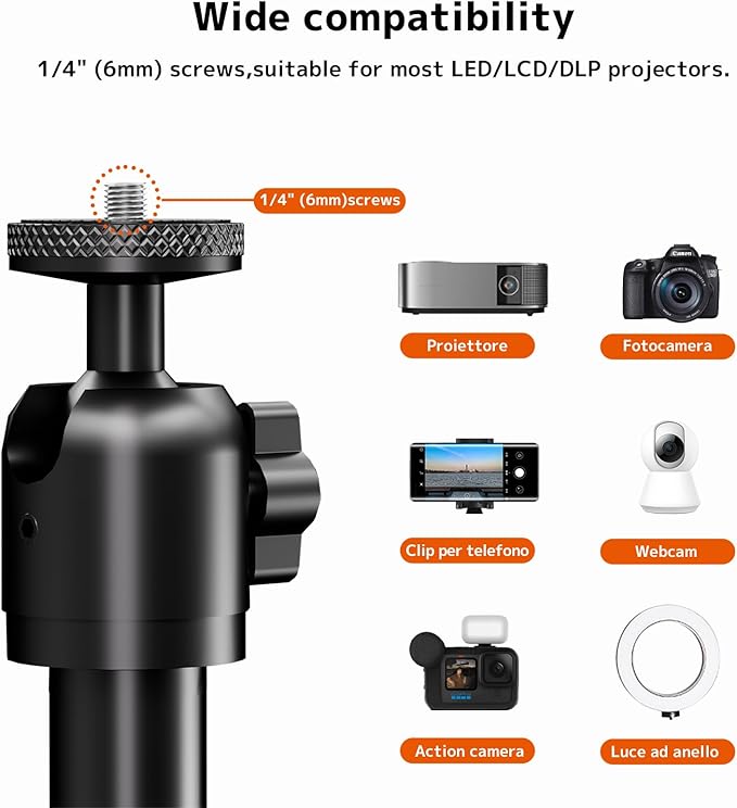 PUTORSEN Universal Projector Stand – Height Adjustable & 360° Rotatable Mount with 1/4" Screw, Compatible with Projectors, Cameras, Webcams for Home, Office, and Outdoor Use