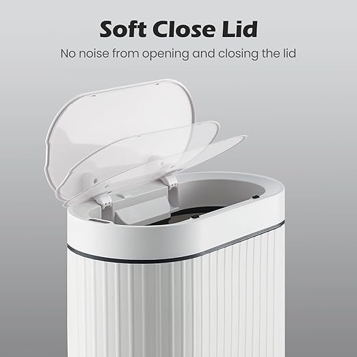 Bathroom Sensor Trash Can with Lid Automatic 2 Gallon Smart Garbage Can Bathroom Decor, 7.5 Liter Small Trash Bin, Motion Sensor Waterproof Wastebasket for Office, Bedroom, White Black
