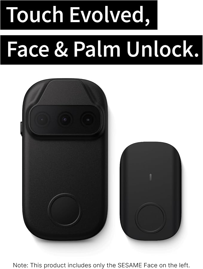 CANDY HOUSE Sesame Face, Smart Lock, Biometric Face & Palm Recognition, Fingerprint, NFC Card, Bluetooth Keyless Entry Door Lock for Front Door, Home, Airbnb, Vacation Rental