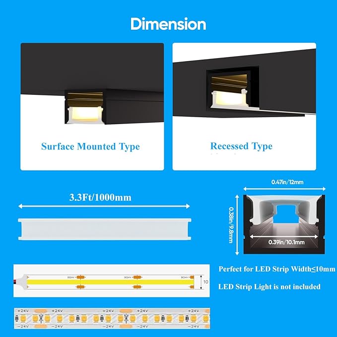 Besseto 10 Pack LED Aluminum Channel for Wood Slat Wall Panel,Wall Panel LED Strip Light Aluminum Channel Profile for Living Room Bedroom Bathroom Stairs (Silver-10Pack 6.6Ft)
