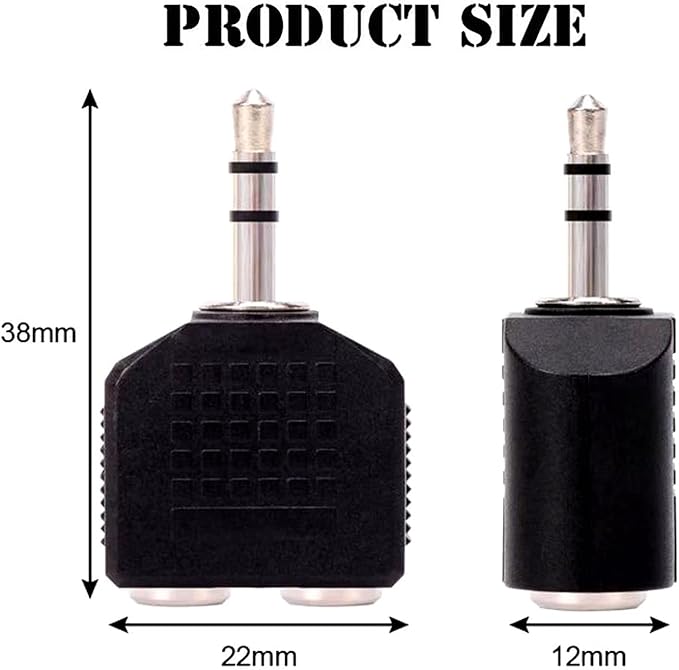 Sairps 3.5mm +Headphone +Splitter, Double Headphone Jack Adapter 3.5mm to 1/8 Adapter y Splitter-2 Pack