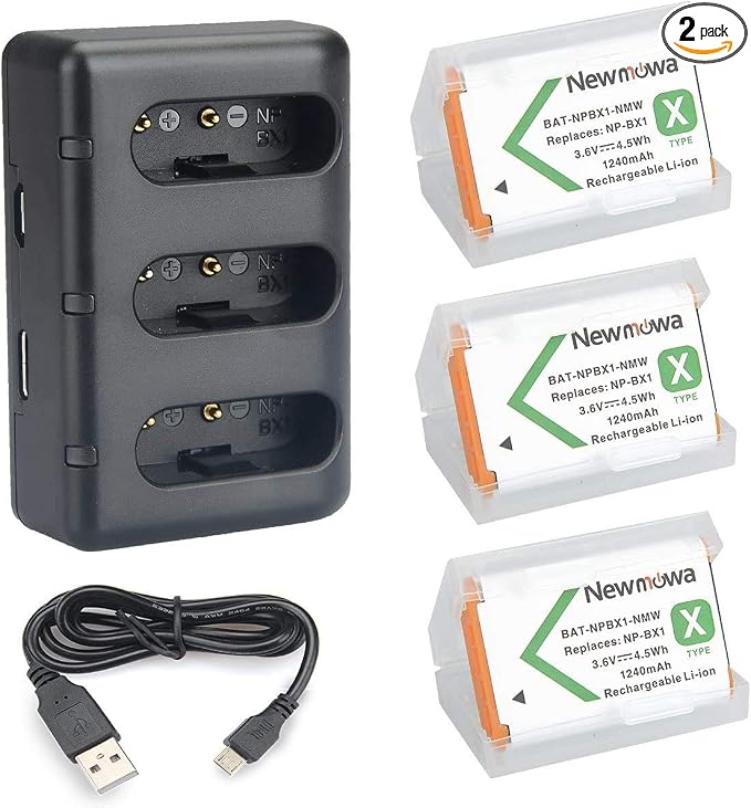 NP-BX1 Newmowa Replacement Battery and 3-Channel USB Charger Set by Newmowa