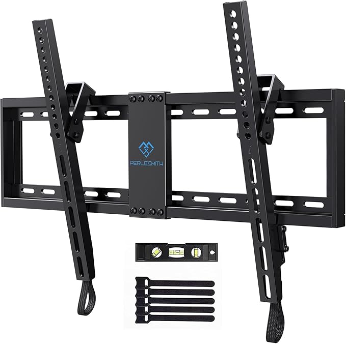 PERLESMITH UL Listed TV Mount for Most 37-85 inch TV, Universal Tilt TV Wall Mount Fits 16”- 24” Wood Stud with Loading 132 lbs & Max VESA 600x400mm, Low Profile Flat Wall Mount Bracket PSLTK1