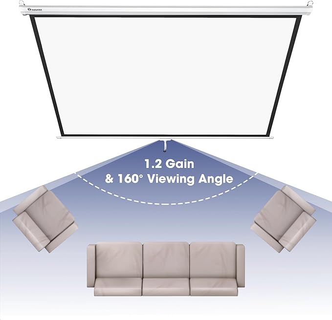 Instahibit 72" Projection Screen Pull Down 4:3 4K HD Manual Retractable Projector Screen with Auto-Locking Wall Mounted Home Theater Indoor Outdoor Movie Night 57" x 43" Matte White