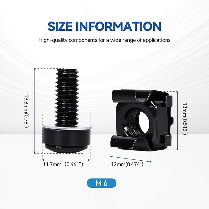120-Pack M6 x 20mm Rack Mount Screws and Cage Nuts - Image 2