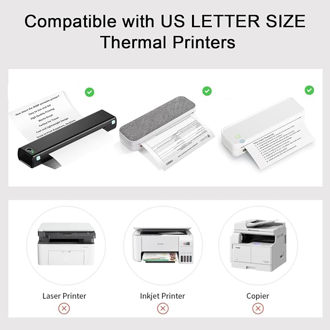 Thermal Printer Paper 8.5 x 11 Inch, 200 Sheets US Letter Size Thermal Paper - Image 4