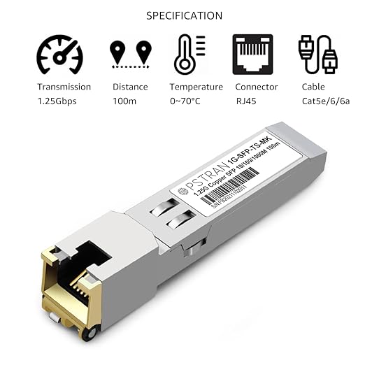 OPSTRAN 10/100/1000BASE-T SFP RJ45 Copper Transceiver Module Compatible with Mikrotik S-RJ01 100m Cat5e/6 4 Pack