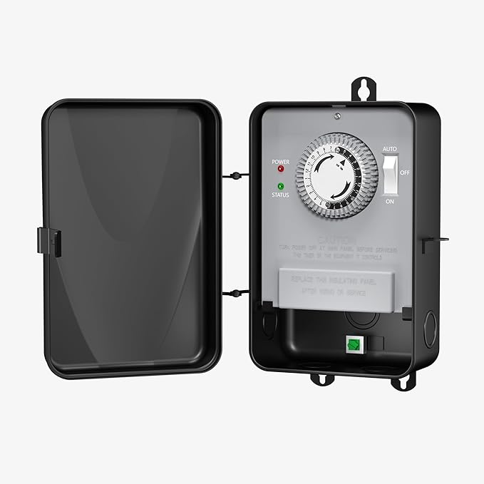BN-LINK Pool Timer, Outdoor Mechanical Timer Switch for Water Heater, Pool Pump, Metal Casing, Heavy Duty 40A 120-277 VAC 2HP