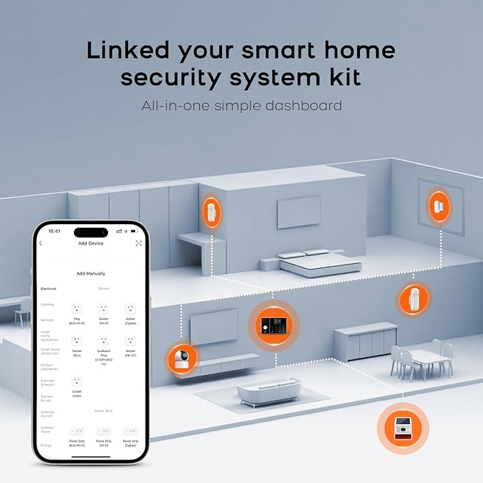 LWOHSI A108F Alarm System for Home Security,WiFi+GSM 4G DIY Alarm Kit with Phone APP Alert, Door/Window Sensor, Remote, Compatible with Alexa and Google for House, Apartment