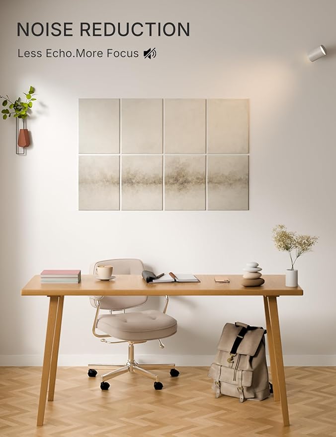 Wall Art Acoustic Panels,35''X24''Sound Absorbing Panels-8-Pack with 50 Adhesive Tabs, Decorative Sound Absorbing Panels for Living Room and Recording Studio, Offices-Dawn Embrace