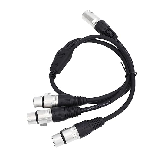 Estink XLR Splitter Cable 3 Pin Male to 3 Female Y Splitter with Zinc Alloy Connectors for Balanced Audio Signal in Studio Live Performance 2ft