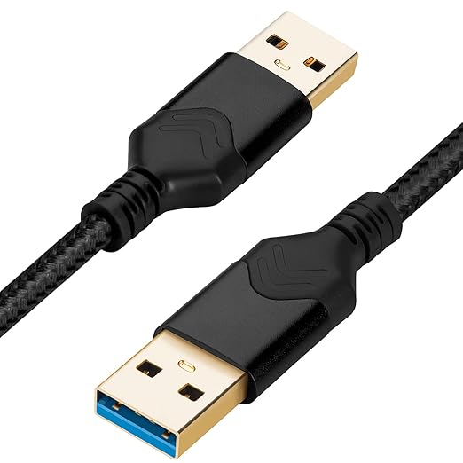 ROFICORD USB 3.0 Male to Male Cable, USB A to USB A High Speed Data Cord Compatible with Hard Disk Drive/Laptop Cooler/Set-top Box/DVD Player/TV/Camera and More (2 FT, Black)