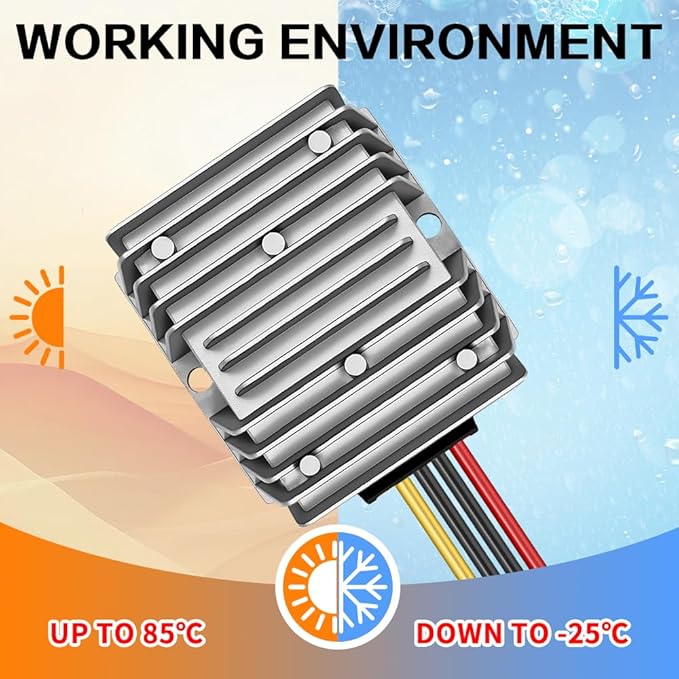 DC 24V Step Down to 12V 30A 360W DC Converter Regulator Voltage Regulator, 12V Converter, IP67 Waterproof Power Supply Module Buck Transformer for Golf Cart Forklifts Car Truck Boat Vehicle
