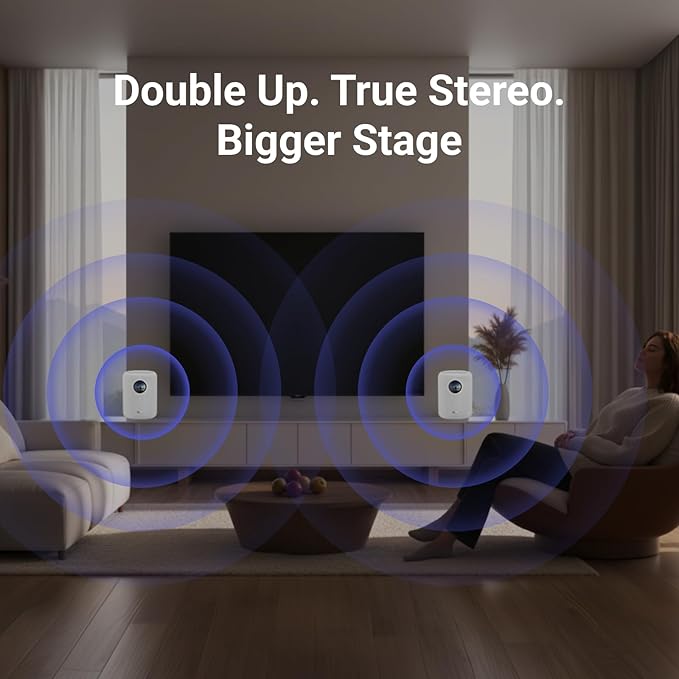 WiiM Sound Smart Speaker with 1.8″ Touch Display, Hi‑Res 24‑bit/192 kHz, AI RoomFit™ Room Correction, 100W Peak, Wi‑Fi 6E/Bluetooth 5.3, Multi‑Room & Stereo Pairing, Remote Included, White