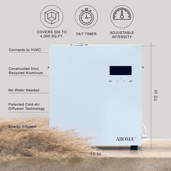 AromaTech AromaPro Bluetooth Essential Oil Diffuser for Aromatherapy Oils, Nebulizing Diffusion System, Heat-Free System for Home or Commercial Use, Covers up to 4,000 Square feet (White)