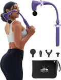 CAREKING 2-in-1 Detachable Muscle Massage Gun Deep Tissue with 20'' Extension Handle, Back and Neck Massager for Pain Relief, Handheld Massager for Shoulder Lower Back Leg Waist, Purple