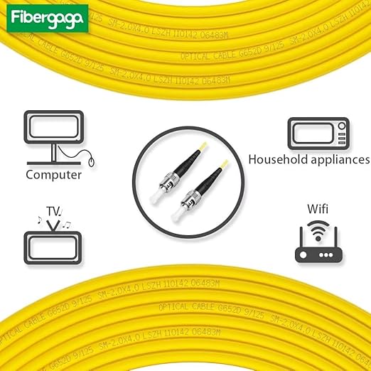 Fibergaga-10m OS2 ST to ST Fiber Patch Cable, Single Mode, Length Option: - Image 3