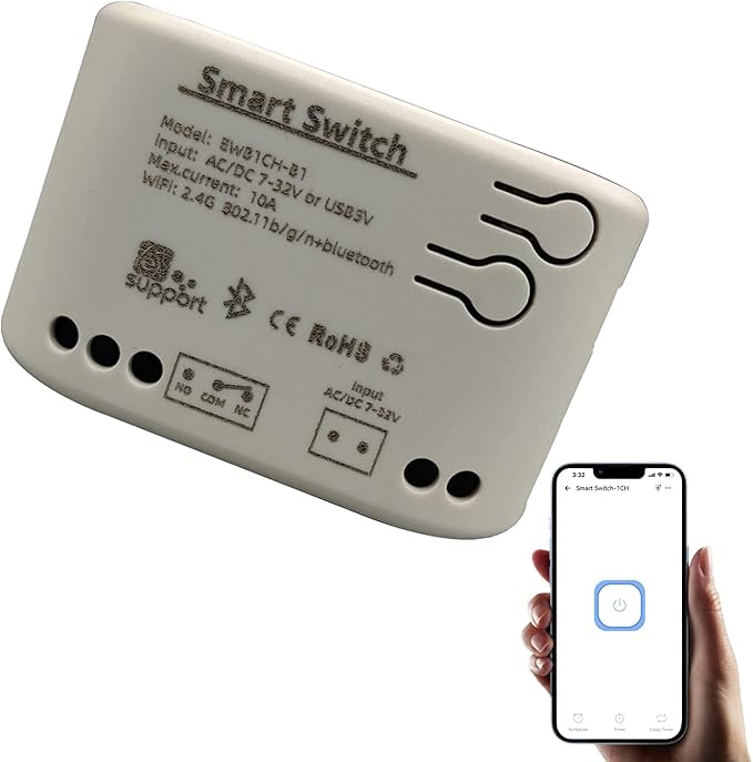 Newgoal Smart Switch Momentary/Latching WiFi Relay, eWeLink App Bluetooth Control Switch, DIY Smart Home, Compatible with Alexa Google Home