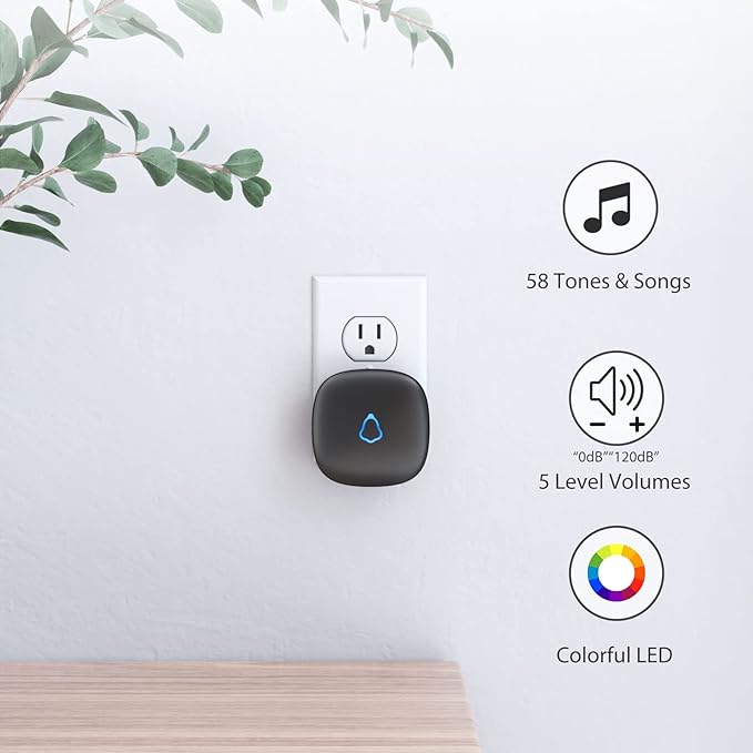 Door Chime, METAK Wireless Door Open Contact Sensor Alarm with 500 FT Range, 58 Chimes and 5 Volume Levels for Business/Store/Home/Office When Entering, 4 Transmitters + 1 Plug-in Receiver