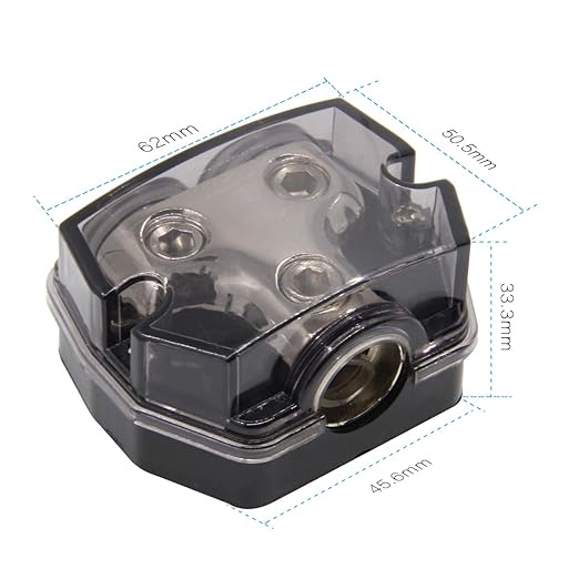RKURCK 2 Way Power Distribution Block, 0/2/4 AWG Gauge in, 0/4/8/10 Gauge Out, Car Audio Stereo Amp Distribution Connecting Block for Audio Splitter (1x0GA+2x0GA)