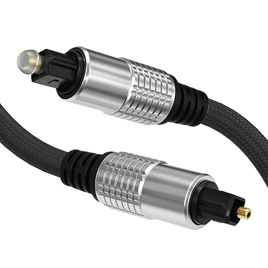 Cyberguys! Optical Audio Cable, Digital Optical Cable with Toslink Connectors, Braided Digital Audio Cables for Soundbar, TV, Receiver, Speaker, Xbox, PS5, Blu-Ray – Gold-Plated, 6ft