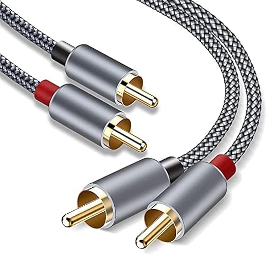 Goalfish RCA Cable, 20 Feet/6m Audio 2 Male to 2 Male Subwoofer Nylon-Braided Auxiliary Stereo Cord for Home Theater, HDTV, Amplifiers, Hi-Fi Systems, Speakers