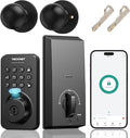 Keyless Entry Door Lock with Handle, Fingerprint Keypad Deadbolt with Handle Set, Smart Door Locks for Front Door with App Control, Auto-Lock, One-Time Code, Easy to Install