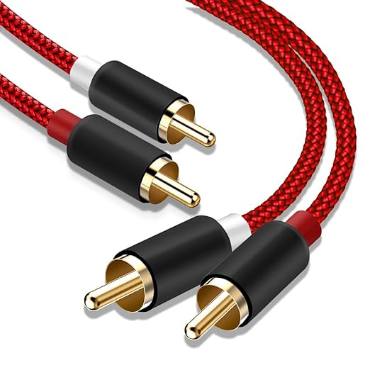 Goalfish RCA Cable, 2-Male to 2-Male RCA Audio Cord Stereo Subwoofer Cable [2Pack, Hi-Fi Sound, Shielded] Auxiliary Cord for Home Theater, HDTV, Amplifiers, Hi-Fi Systems, Speakers- 6 Feet, Red
