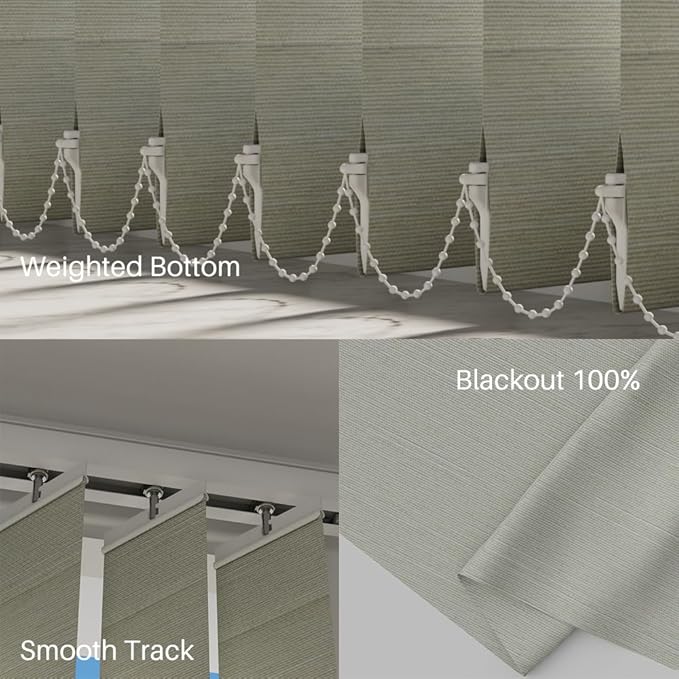 Blindify Motorized Vertical Blinds Compatible with Alexa Google Home, Blackout Sliding Door Shades Smart Vertical Blinds Remote Control Customize, Beige